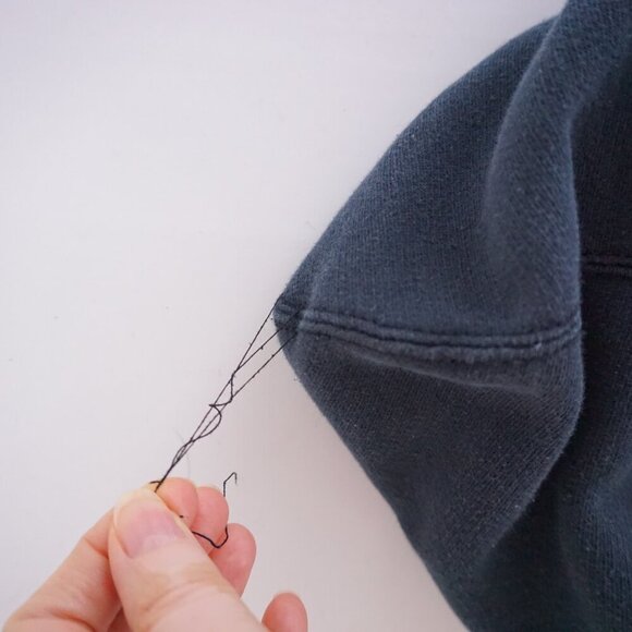 VTG '90s Sam Eer Adam Ferrari Navy Honeycomb Lined Zip Up Hoodie Sweatshirt XL - Picture 12 of 12